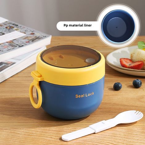 Gobelet Isotherme Inox 304 Ml Avec Couvercle, Bol Pour Petit Dejeuner Yaourt, Incassable Avec Cuillere Pour Etudiants (1/5)