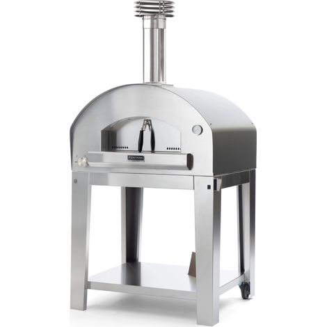 forno pizza a gas con carrello fontana "mangiafuoco" colore antracite 4 pizze