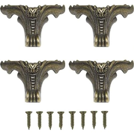 Pieds de Boîte en Laiton Antique, 4 Pièces Pieds de Meuble en Alliage de Zinc, Jambes Meubles en Alliage Zinc, Coin de Jambe de Meuble en Alliage de Zinc, pour Boîte à Bijoux de Bureau (Bronze (1/4)