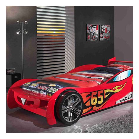 Lit voiture 246,6 x 111 x 66 cm rouge + matelas - CARINO