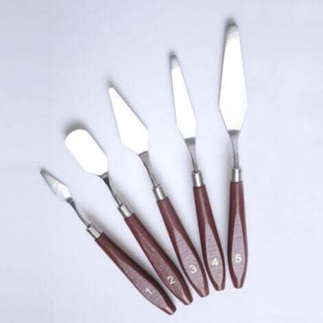 Couteaux à Peindre en Acier Inoxydable, Grattoir à Peinture à l'huile, Ensemble de Spatules pour la Peinture Acrylique et la Peinture à l'huile, 5 Pièces (1/4)