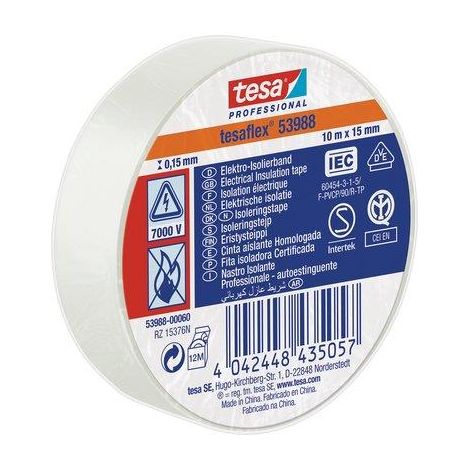 NASTRO PVC ISOLANTE IMQ TESA - BIANCO MM 15 ML 10- 20 pezzi