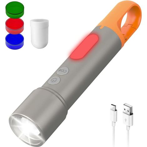 royaluxe - Lampe torche LED haute puissance 10 000 lumens, rechargeable, 9 modes d'éclairage avec éclairage latéral COB, lentille multicolore, crochet de suspen (1/5)