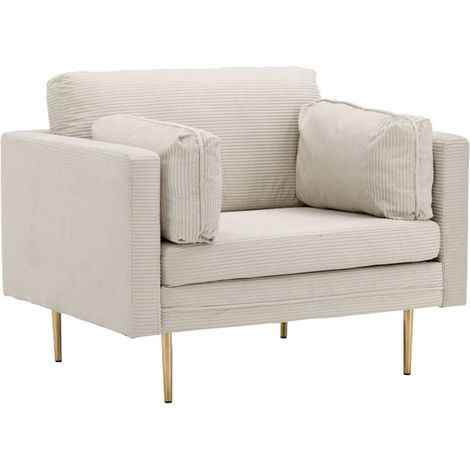 Fauteuil Design Velours Côtelé "Boom" 110cm Beige Clair (1/5)