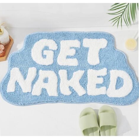 Bardusch-Tapis de bain irrégulier 78,7 x 45,7 cm, antidérapant, bleu et blanc, amusant (1/4)