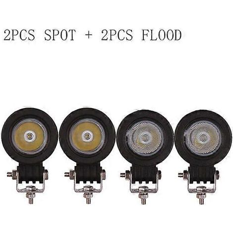 Projecteur de travail LED 10 W 12 V/24 V 2 pouces pour mini voiture, camion, quad, moto, 4x4, tracteur, vélo, clignotant, antibrouillard, phare de route, 2 spots ronds, 2 projecteurs (1/5)
