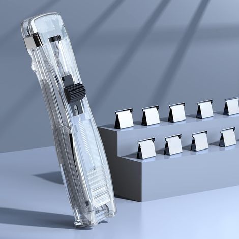 Mini agrafeuse portable durable avec 50 agrafes réutilisables, capacité de 40 feuilles, blanc (1/2)