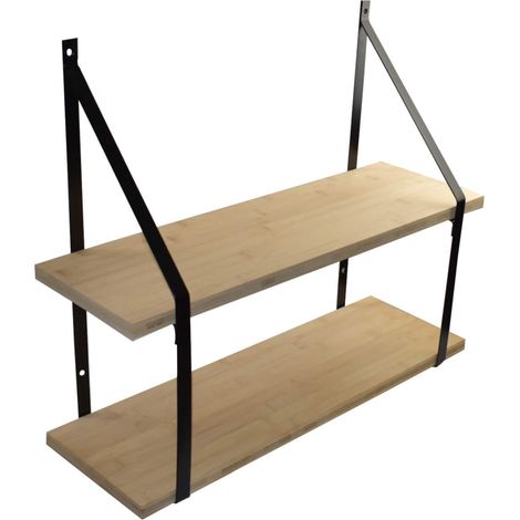 Étagère murale double Bambou 100x19 cm et supports métal Cali