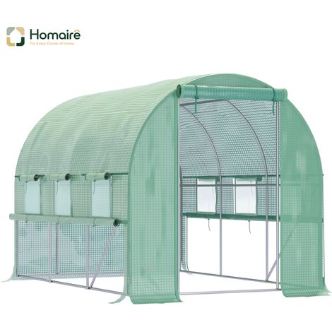 Serre à tomates à 6 fenêtres relevables film PE 140GSM cadre en acier — free download