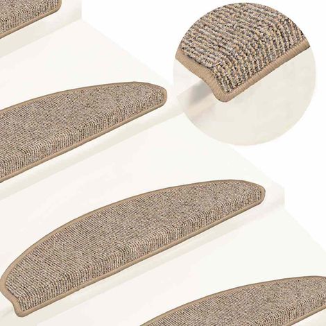 Tapis d'escalier 15 pièces 65 x 21 x 4 cm Marron Demi-rond Grand (1/5)
