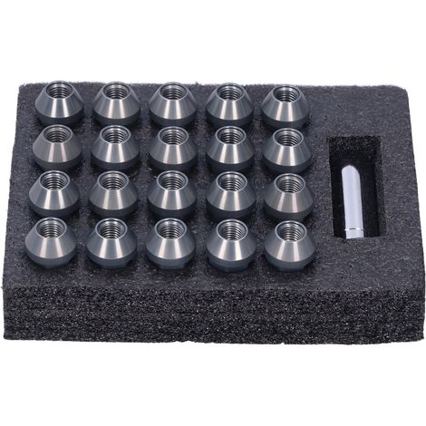 20 écrous M12x1,5, de 50,8 mm de hauteur, en alliage d'aluminium 7075-T6 résistant à la corrosion et antivol, couleur titane (1/5)