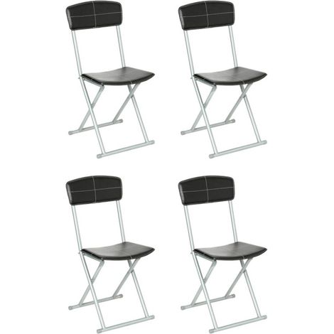 Lot de 4 Chaises Pliantes "Assise" 83cm Noir (1/4)