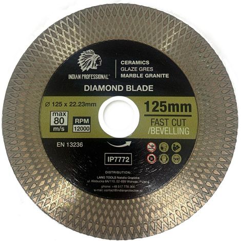 Disco diamantato 125 mm x 1,9 mm x 22,2 mm taglio rapido professionale indiano (1/4)