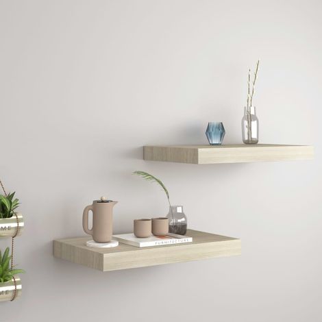 vidaXL Floating Wall Shelves 2 pcs Oak 40x23,5x3,8 cm MDF (1/6)