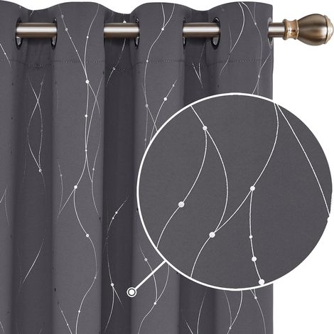 Lot de 2 rideaux occultants gris foncé, protection contre la lumière et le froid, 100 × 130 cm (1/5)