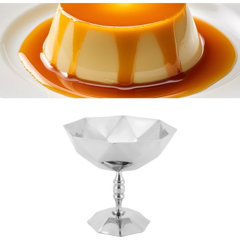 Coupe à dessert sur pied multifonctionnelle en acier inoxydable, compatible lave-vaisselle, idéale pour la crème glacée, les puddings, les salades et les en-cas. Texture diamant. (1/4)