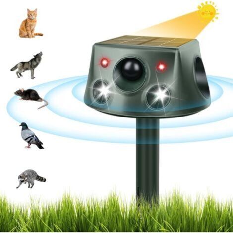 Ultraschall-Katzenabwehrgerät für den Außenbereich – 6 einstellbare Modi – Solar- und USB-betrieben – IP66 wasserdicht – Vertreibt Hunde, Mäuse und Füchse (1/5)