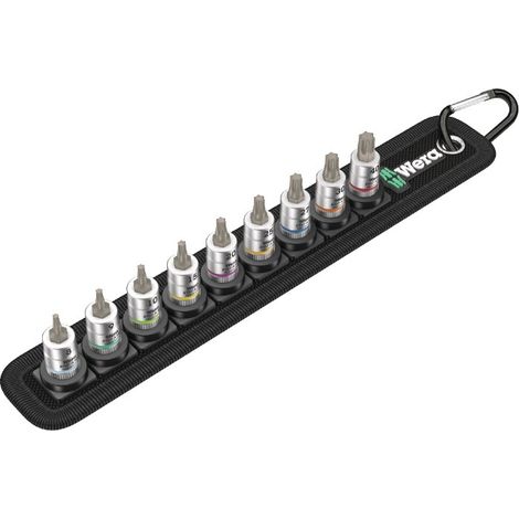 Set di bussole Belt 3, 9 pezzi, 1/4 di pollice T8-T40 per viti a testa interna Torx