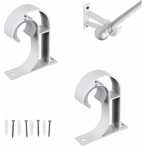 2pcs Curtain Rod Bracket, Aluminum Alloy Single Curtain Rod Bracket, Extension Socket Pole Bracket, Ceiling Curtain Rod Bracket for 28mm, White (1/5)