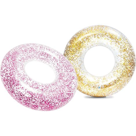 Bouée Gonflable - 1 Unité - Vinyle 0,30mm - Paillettes Brillantes - Piscine Et Plage - 107cm (1/5)