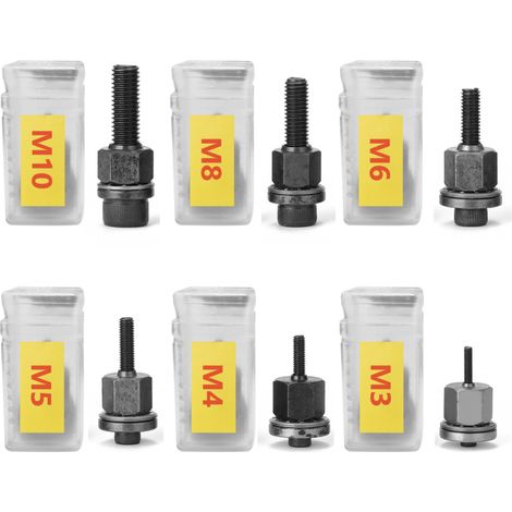 accessoires pour riveteuse : mandrin fileté, adaptateur d'outil pour écrou de rivet, tige de traction, têtes de rivetage de rechange et 30 écrous. (1/3)