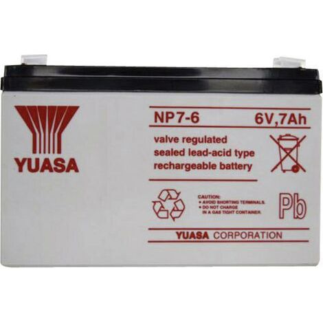 Yuasa NP7-6 NP7-6 Batterie au plomb 6 V 7 Ah plomb (AGM) (l x H x P) 151 x 97 x 34 mm cosses plates 4,8 mm sans entretien A37676 (1/5)