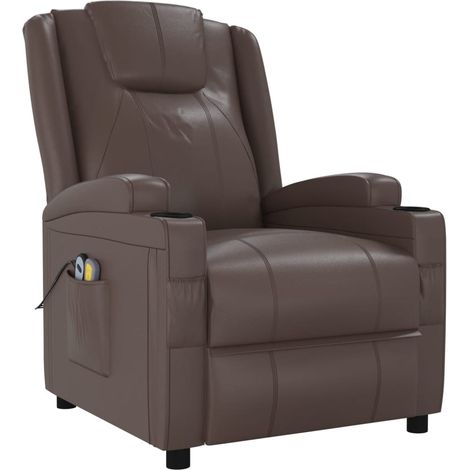 Fauteuil de massage électrique Marron Similicuir vidaXL