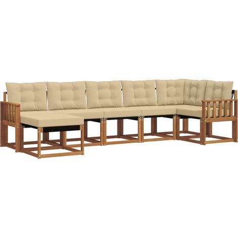 Ensemble de canapés d'extérieur 7 pcs  Salon de jardin Naturel et Beige (1/5)