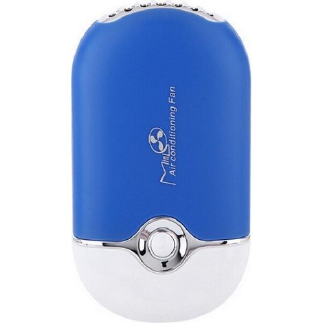 Mini ventilateur de poche USB rechargeable avec batterie au lithium intégrée, bleu (1/4)