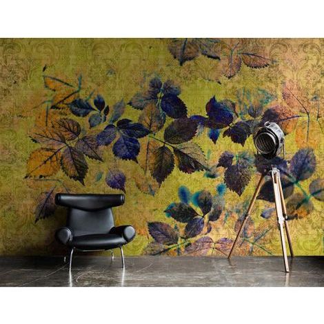 Papier peint panoramique nature jaune et violet Tapisserie panoramique automne pour chambre Papier peint panoramique moderne (1/3)
