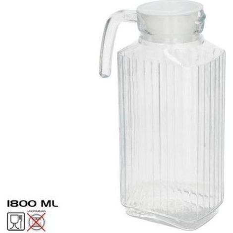 1,8 lts jarra cristal con tapa blanca para nevera capacidad 1800 ml.