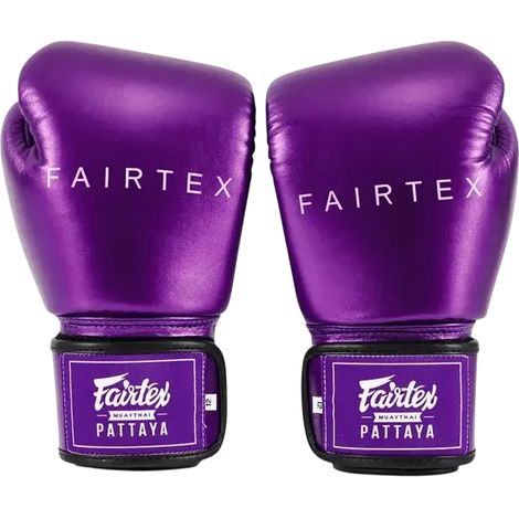 Guantes de boxeo metálicos Fairtex de 10 oz, color morado. (1/4)