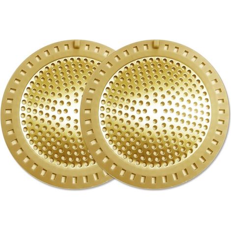 Lot de 2 bouchons de bonde de douche en acier inoxydable et silicone Doré