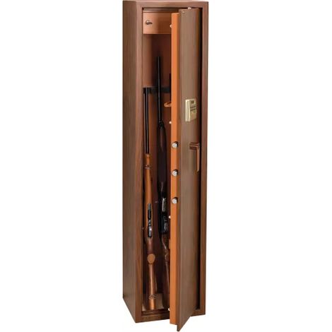 TECHNOSAFE - Armoire 5 fusils à combinaison digitale électronique, écran LED, 5 pênes, 102 L, 145x34x28
