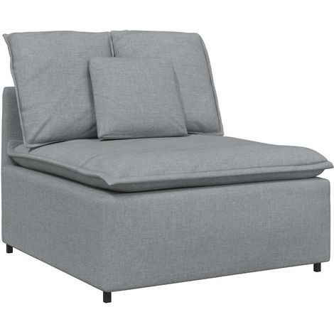 Modulo Centrale Divani da Giardino  Divano Modulare con Cuscini Grigio Chiaro 100cm (1/5)