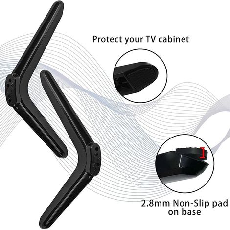 Pied TV Universel - Compatible 32 40 49 50 55 Pouces - Espacement Trous 17-20 mm - ABS Noir - 2 Pièces (1/5)