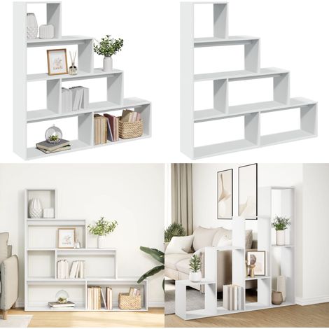 vidaXL Raumteiler-Bücherregal 4 Stufen Weiß 143,5x29x143,5 cm (1/5)