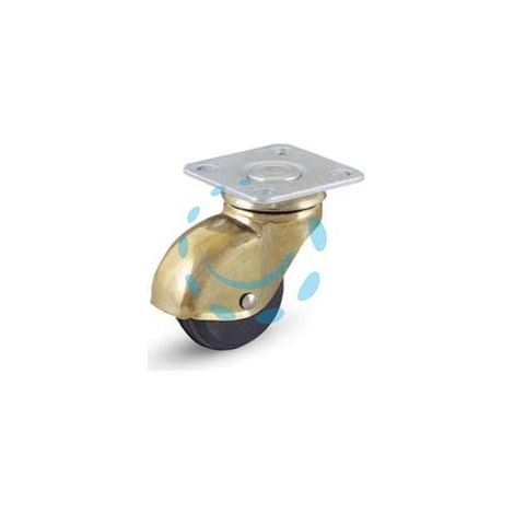 RUOTE A CUFFIA GIREVOLE IN GOMMA CON PIASTRA GIREVOLE "210" - ø mm.35x18 piastra mm.40x40 mm.50h. port. Kg.15