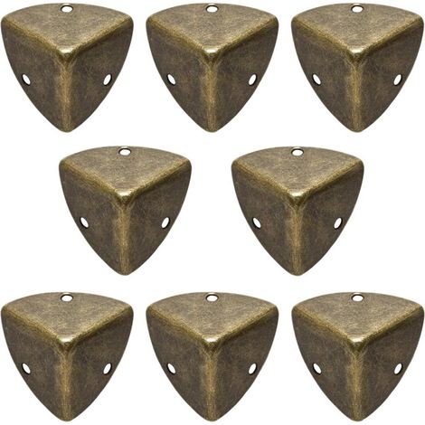 Protection d'angle triangulaire en bronze antique pour meubles, coin décoratif en bois (grand format)