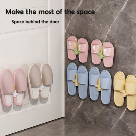 3 Pièces Support à Pantoufles, Supports à Chaussures Muraux, Porte Chaussure sans Perçage, Auto-Adhésif Porte Chaussures Mural, pour Porte, Placard, Salle De Bain Et Cuisine (1/5)