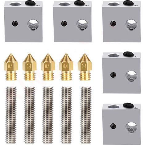 Têtes d'impression avec buse en laiton de 0,4 mm, tube de gorge de 30 mm, bloc chauffant et kit de chauffe pour hotend (1/4)