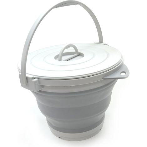 10L Collapsible Fishing Bucket with Lockable Lid - Foldable Round Bucket - Portable Plastic Water Bucket - Space Saving Outdoor Water Pot (1/5)