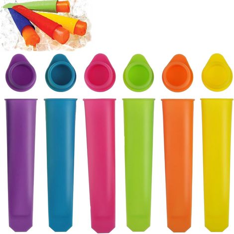 Moule à glaçons en silicone 6 pièces réutilisable avec couvercle, moule à sucettes glacées rond pour desserts maison (1/5)