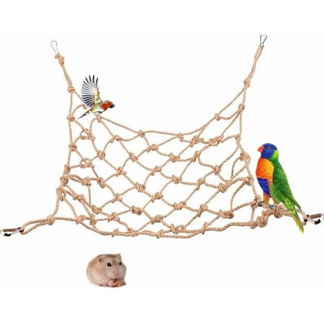 Filet d'escalade pour perroquets, corde d'escalade pour perruches, filet jouet en corde de chanvre, perchoirs en corde de coton pour perroquets, oiseaux et hamsters (1/5)