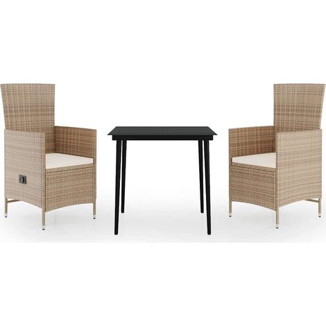 Maison Exclusive - Set da Pranzo da Giardino 3 pz con Cuscini Beige (1/5)
