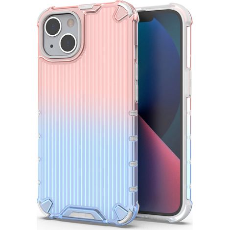Custodia protettiva Ombre per iPhone 14, custodia rinforzata rosa e blu (1/5)
