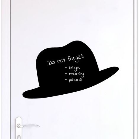 Sticker ardoise tableau noir - stickers muraux adhésif effaçable - CHAPEAU - 15x30cm (1/3)