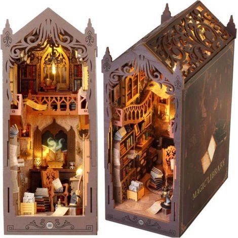 Book Nook - Kit DIY à construire Maquette 3D Serre Livre - Librairie Magique Creanook - 11 x 18 x 26 cm