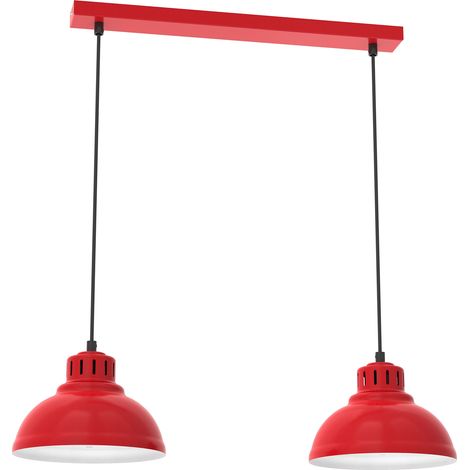 Suspension barre métal Sven Luminex rouge 65 cm 2xE27
