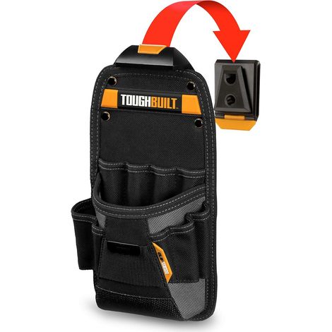 Toughbuilt – Sac à outils technique compact – 11 poches pour outils à manche – Système ClipTech™ pour ceinture – Construction robuste avec renforts en rivets